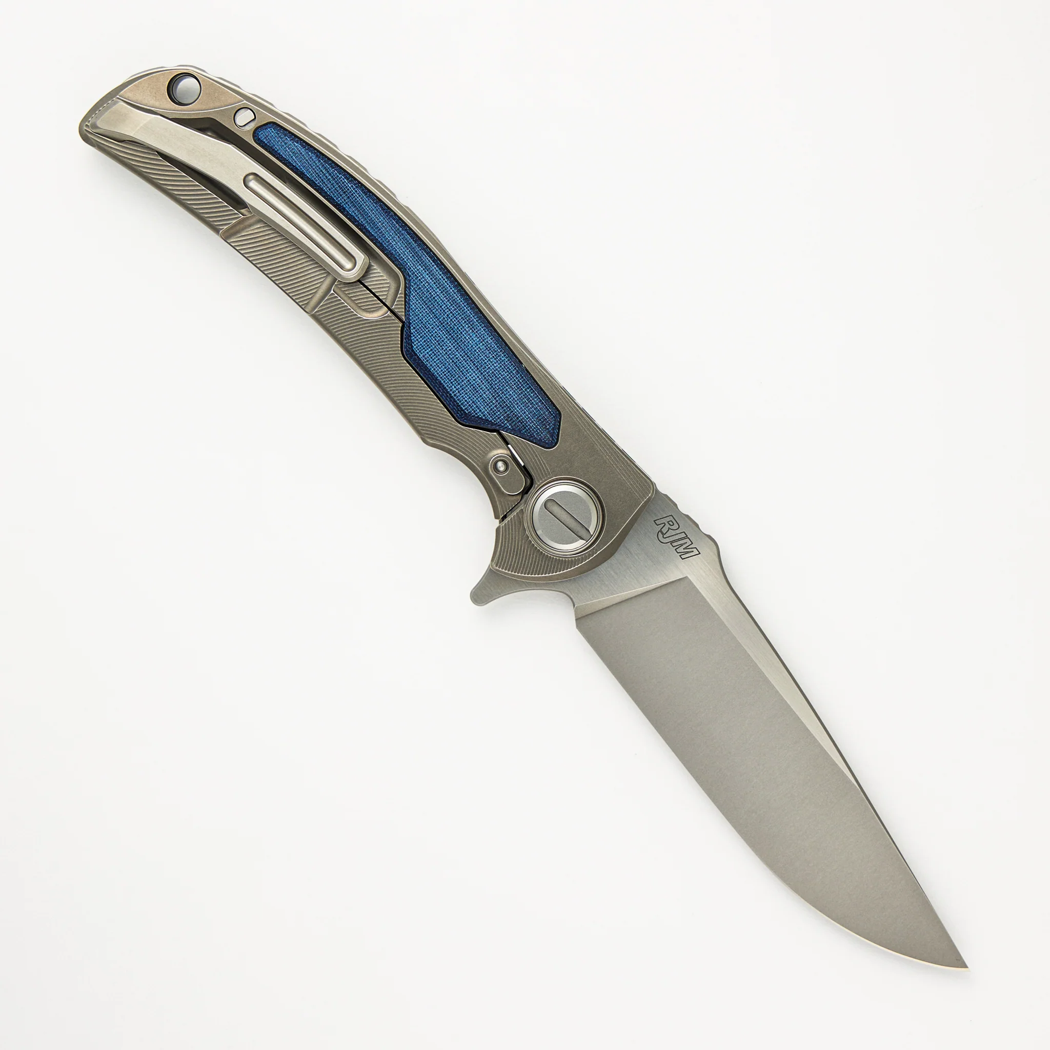"Limited Edition" Denim Overkill - S90V Blade - Titanium Handle W/ Jeans Micarta Inlays - SRRBS (RJ Martin Design) - Image 2