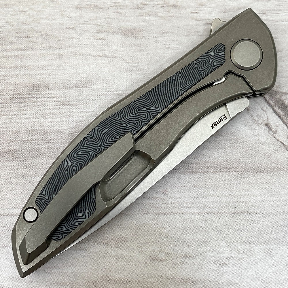 NeOn NL – ELMAX BLADE – TITANIUM HANDLE W- BLACK-WHITE CRAZY MICARTA INLAY – MRBS - Image 5