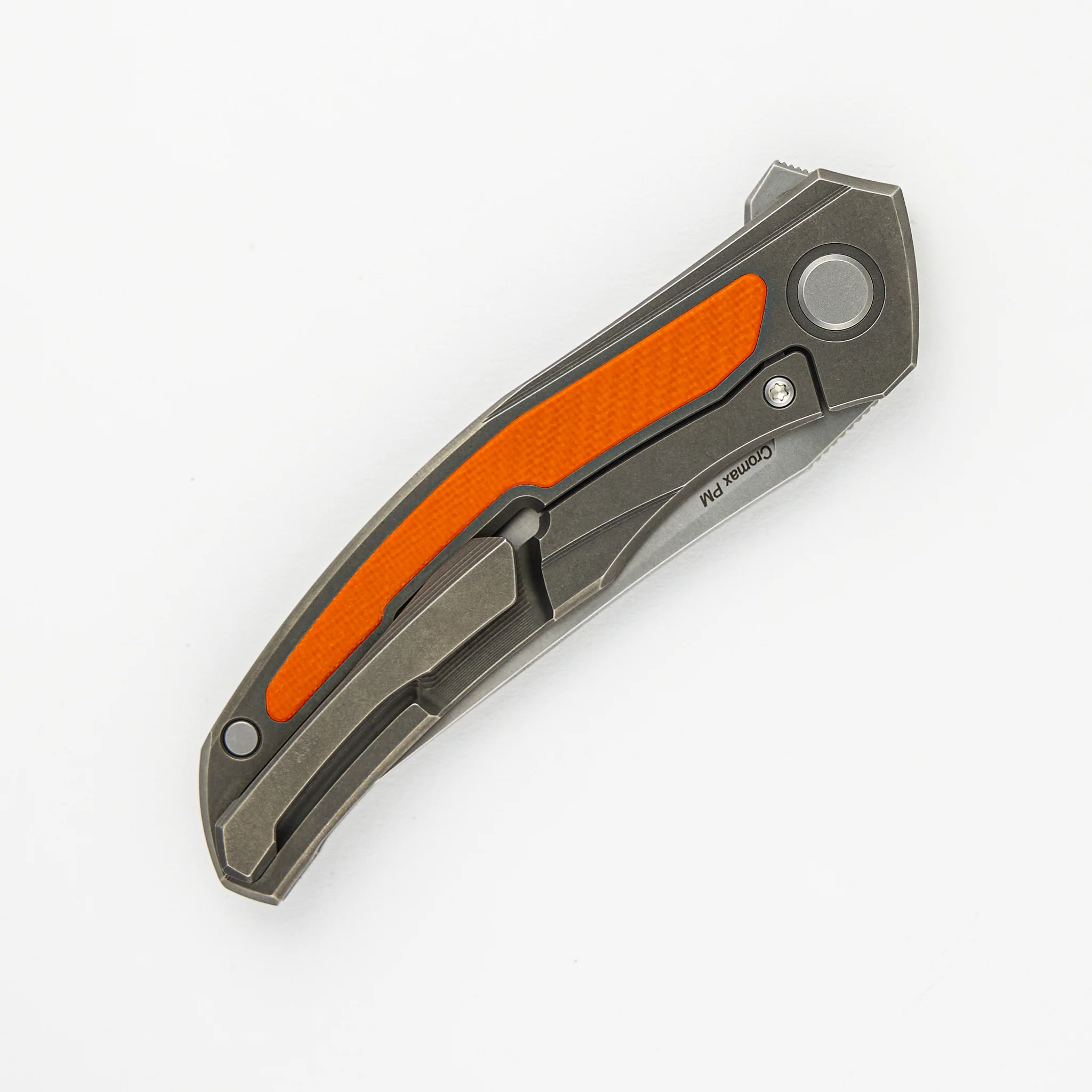 URSUS QUANTUM – CROMAX PM BLADE – TITANIUM HANDLE – ORANGE G10 INLAY – SRB - Image 4