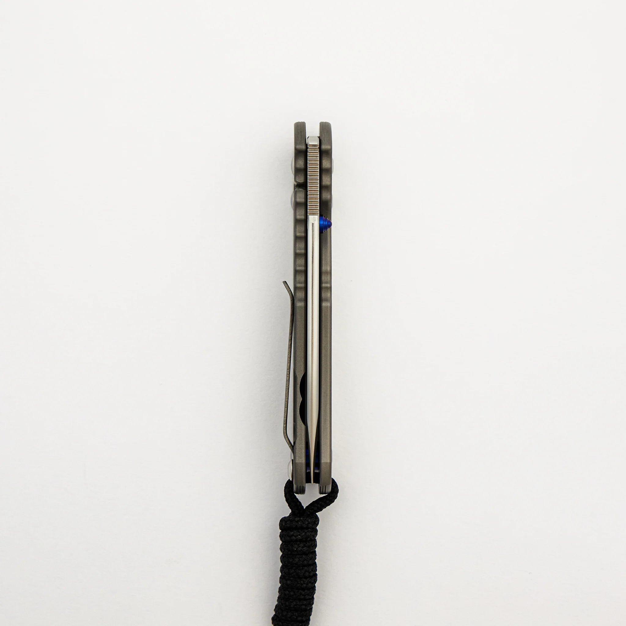 Small Regular Sebenza CGG "2 HIGH MIX" - Polished Drop Point BG42 Blade - Blue Single Lug - Image 5