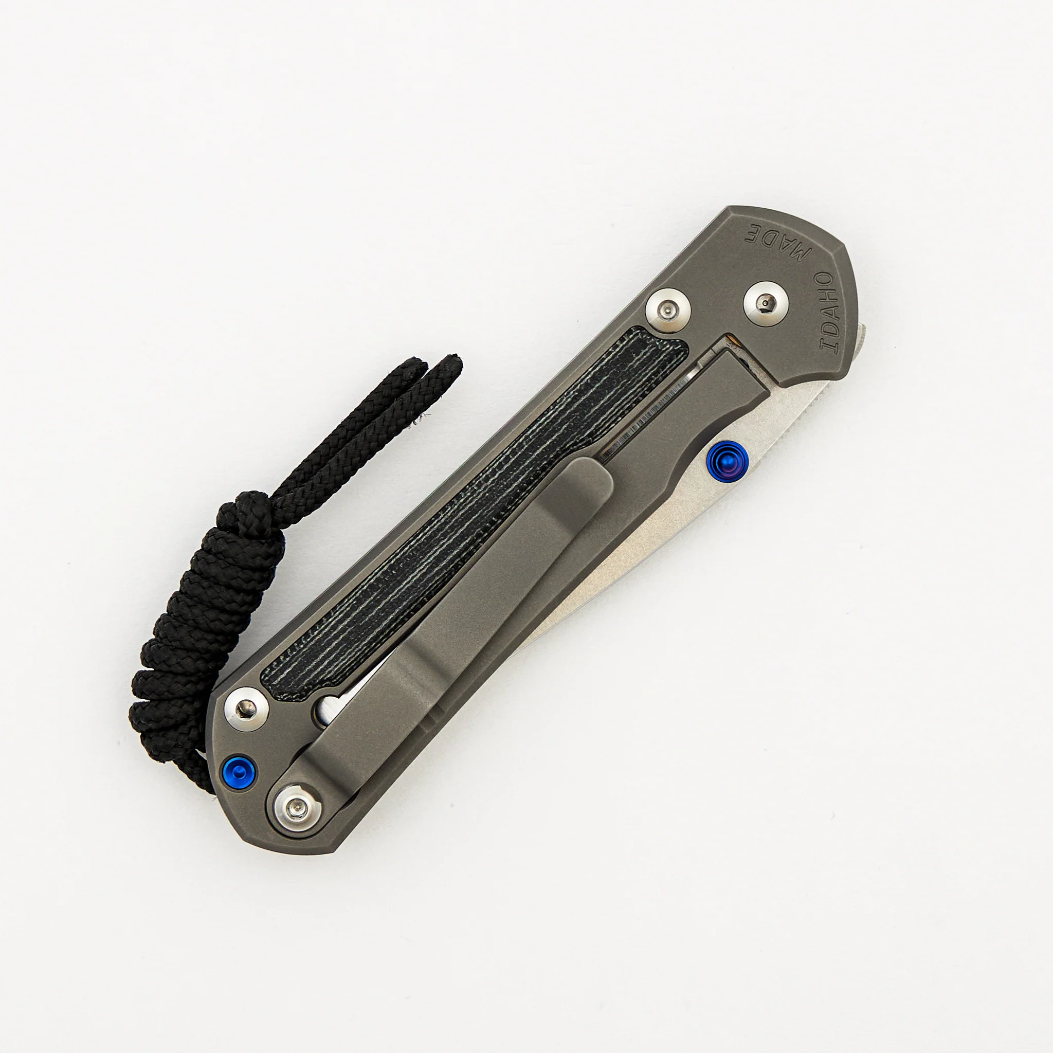 Small Sebenza 31 - Black Canvas Micarta Inlay - Polished Drop Point CPM MagnaCut Blade - Glass Blasted - Blue Double Thumb Lugs - Image 4