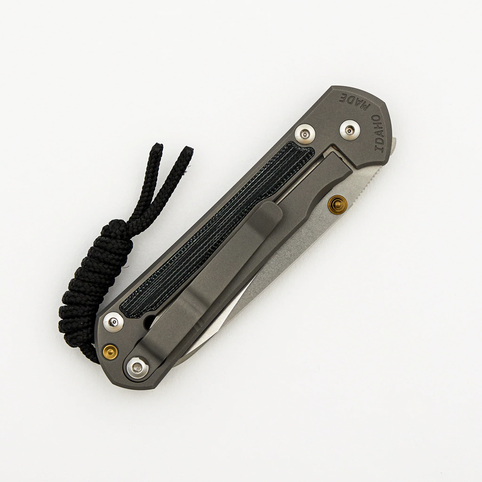 Small Sebenza 31 - Black Canvas Micarta Inlays - Insingo CPM MagnaCut Blade - Glass Blasted - Gold Double Thumb Lugs - Image 4