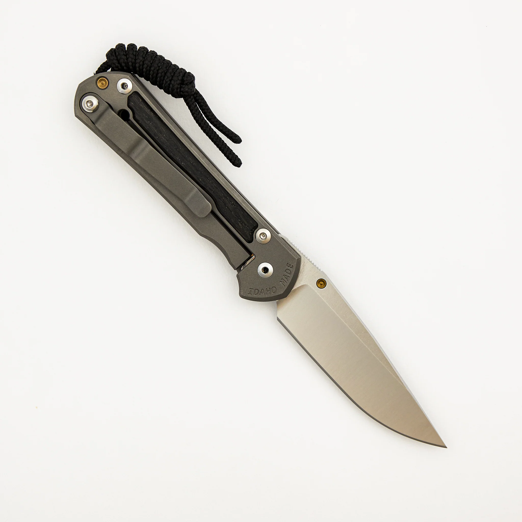Small Sebenza 31 - Bog Oak Inlay - Drop Point Polished CPM MagnaCut Blade - Gold Single Thumb Lug - Image 30