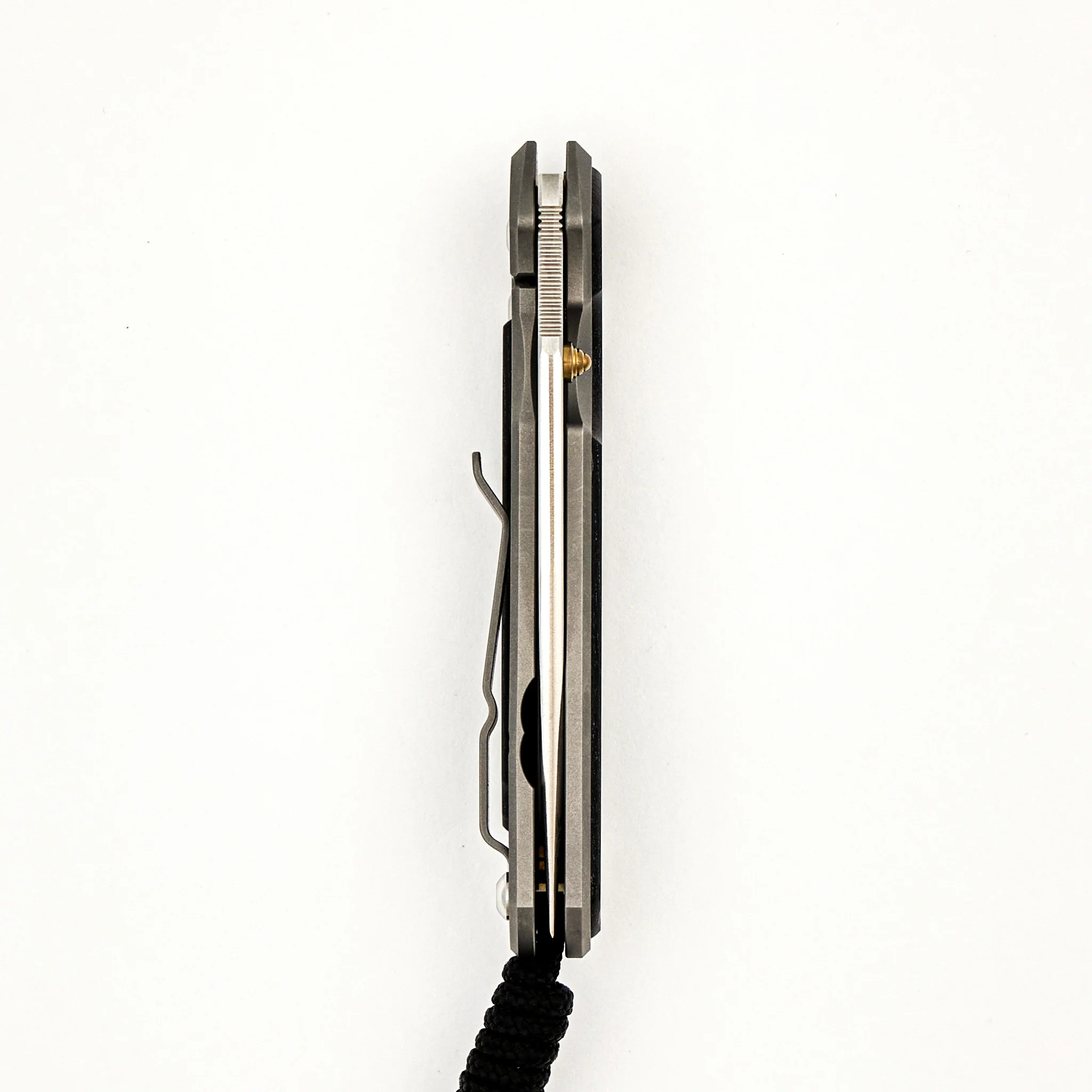 Small Sebenza 31 - Bog Oak Inlay - Drop Point Polished CPM MagnaCut Blade - Gold Single Thumb Lug - Image 61