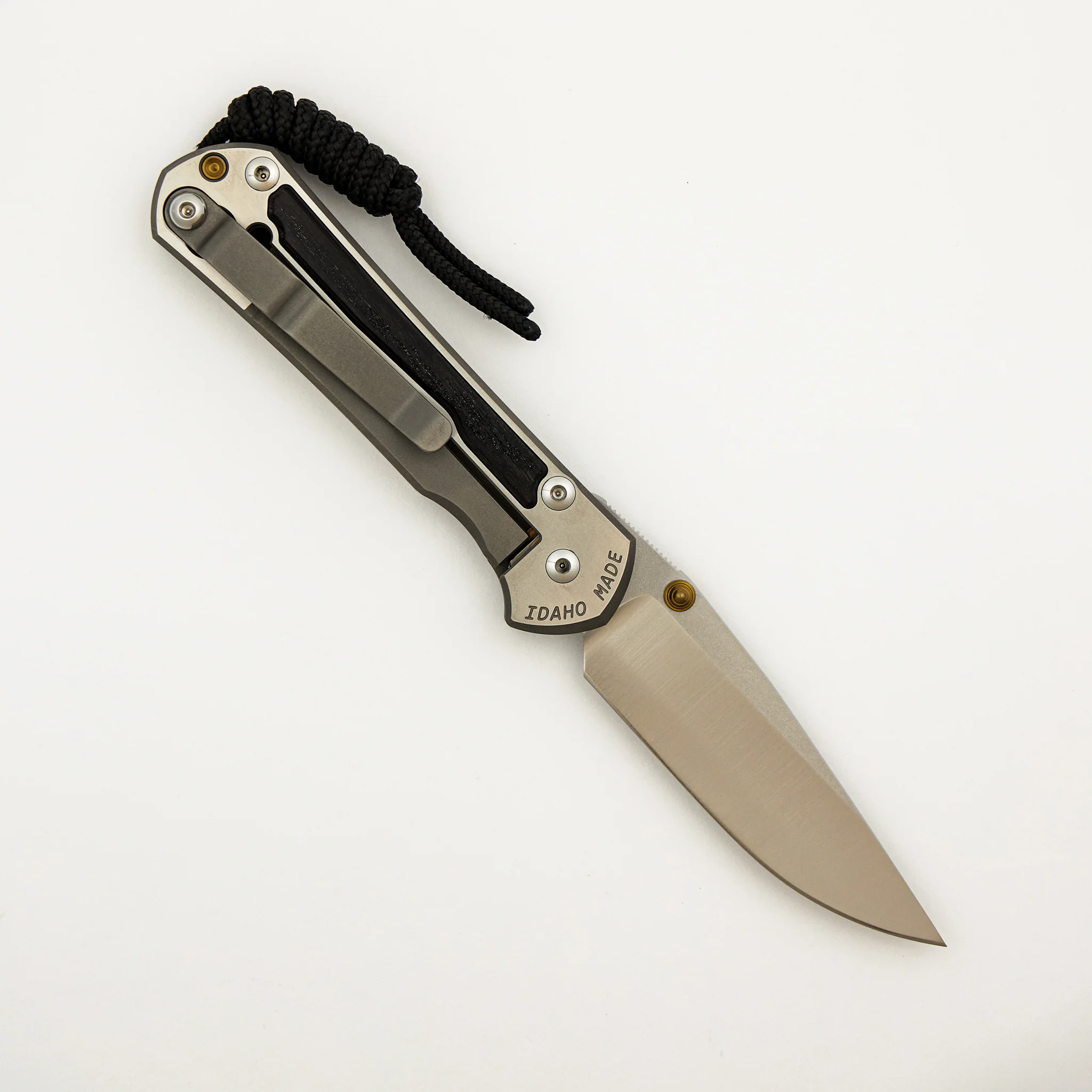Small Sebenza 31 - Bog Oak Inlay W/ Polished Handle - Drop Point Polished CPM MagnaCut Blade - Gold Double Thumb Lugs - Image 9