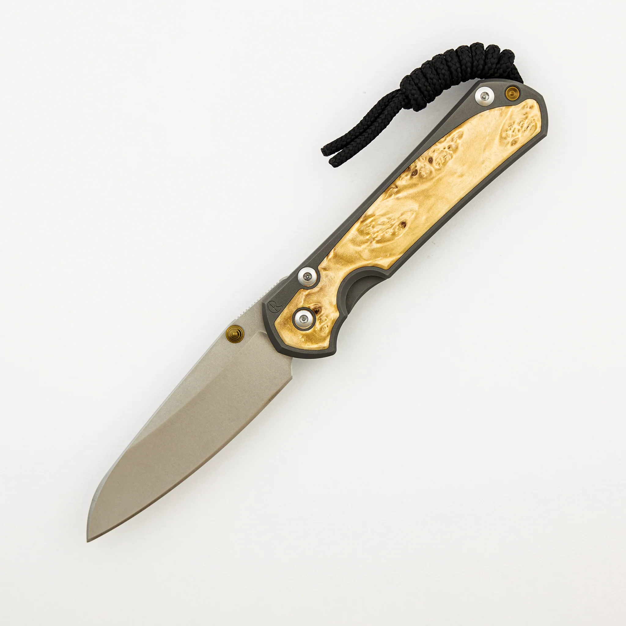 Small Sebenza 31 - Box Elder Inlay - Insingo CPM MagnaCut Blade - Gold Double Thumb Lugs - Image 8