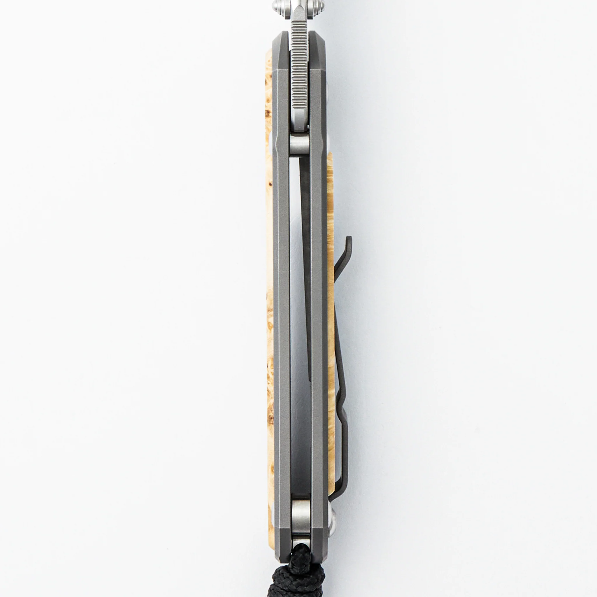 Small Sebenza 31 - Box Elder Inlay - Insingo CPM MagnaCut Blade - Silver Double Thumb Lugs - Image 7