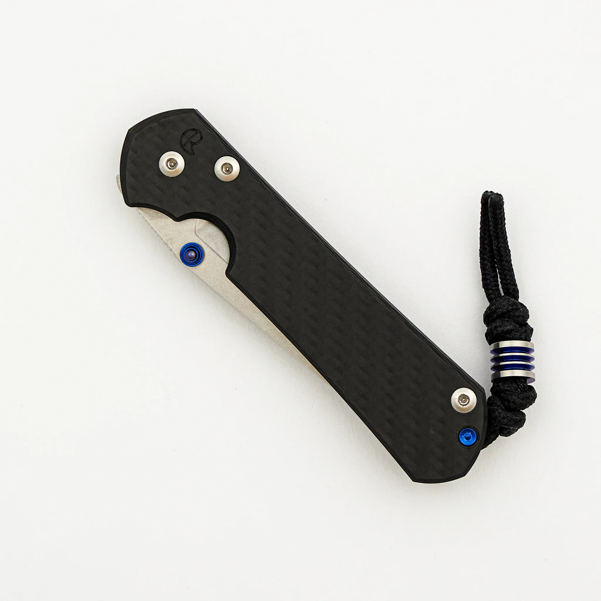Small Sebenza 31 - Carbon Fiber Front - Tanto CPM MagnaCut Blade - Blue Single Thumb Lug - Image 3