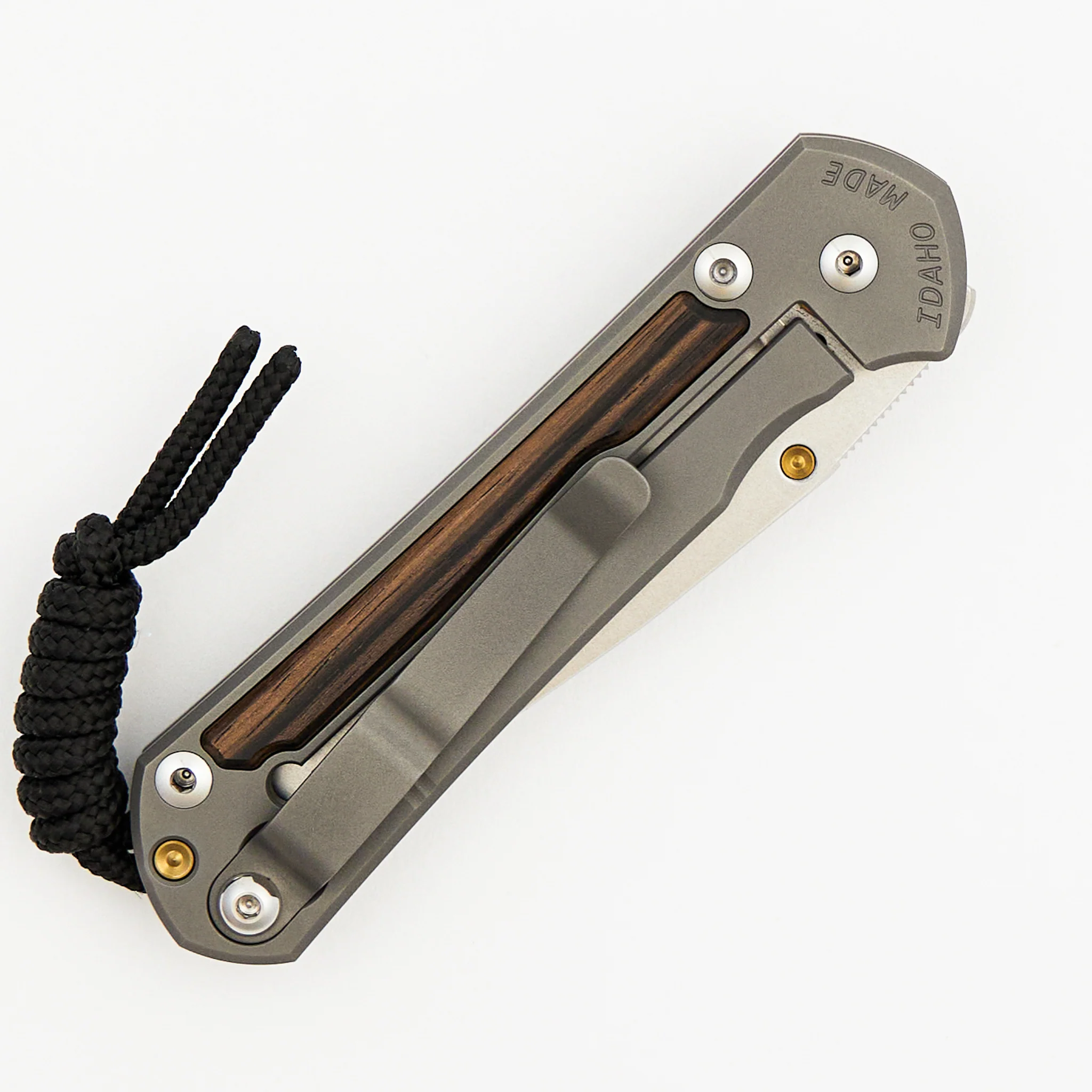 Small Sebenza 31 Macassar Ebony Inlay - Drop Point CPM MagnaCut Blade - Gold Single Thumb Lug - Image 18