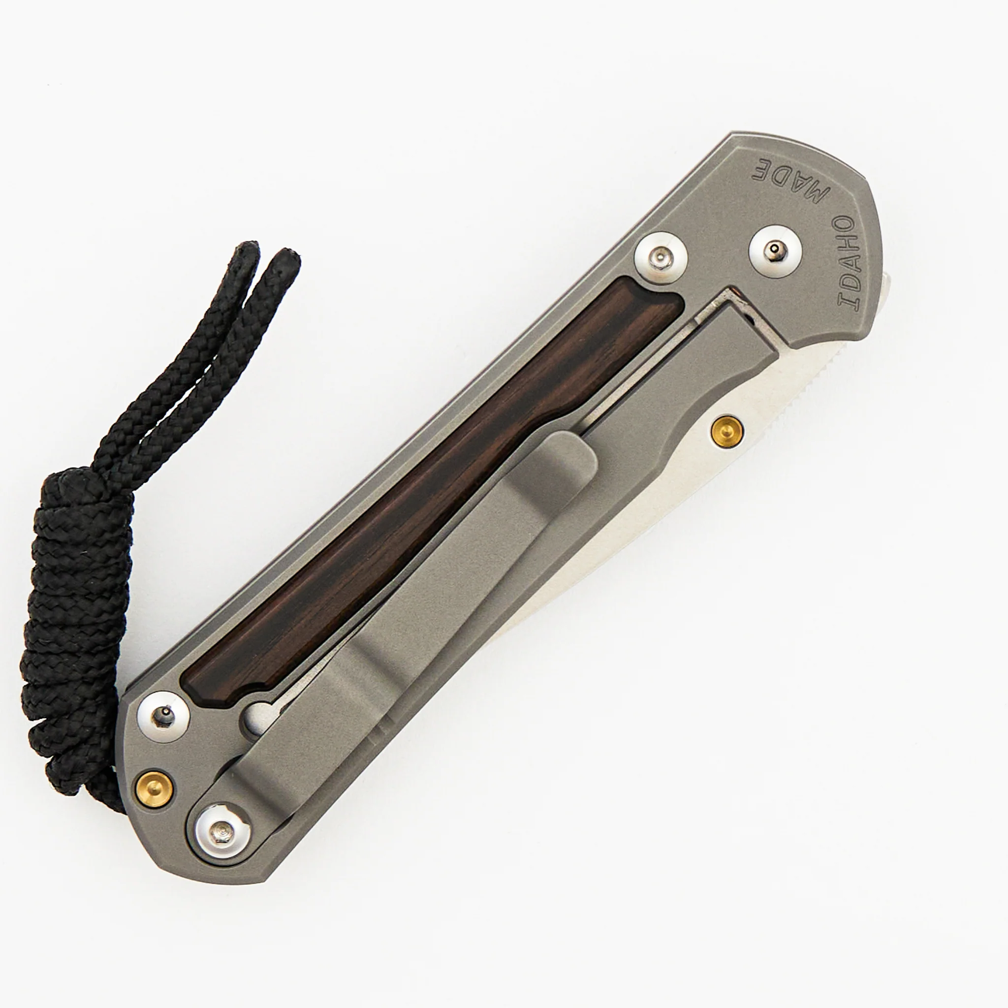 Small Sebenza 31 Macassar Ebony Inlay - Drop Point CPM MagnaCut Blade - Gold Single Thumb Lug - Image 25