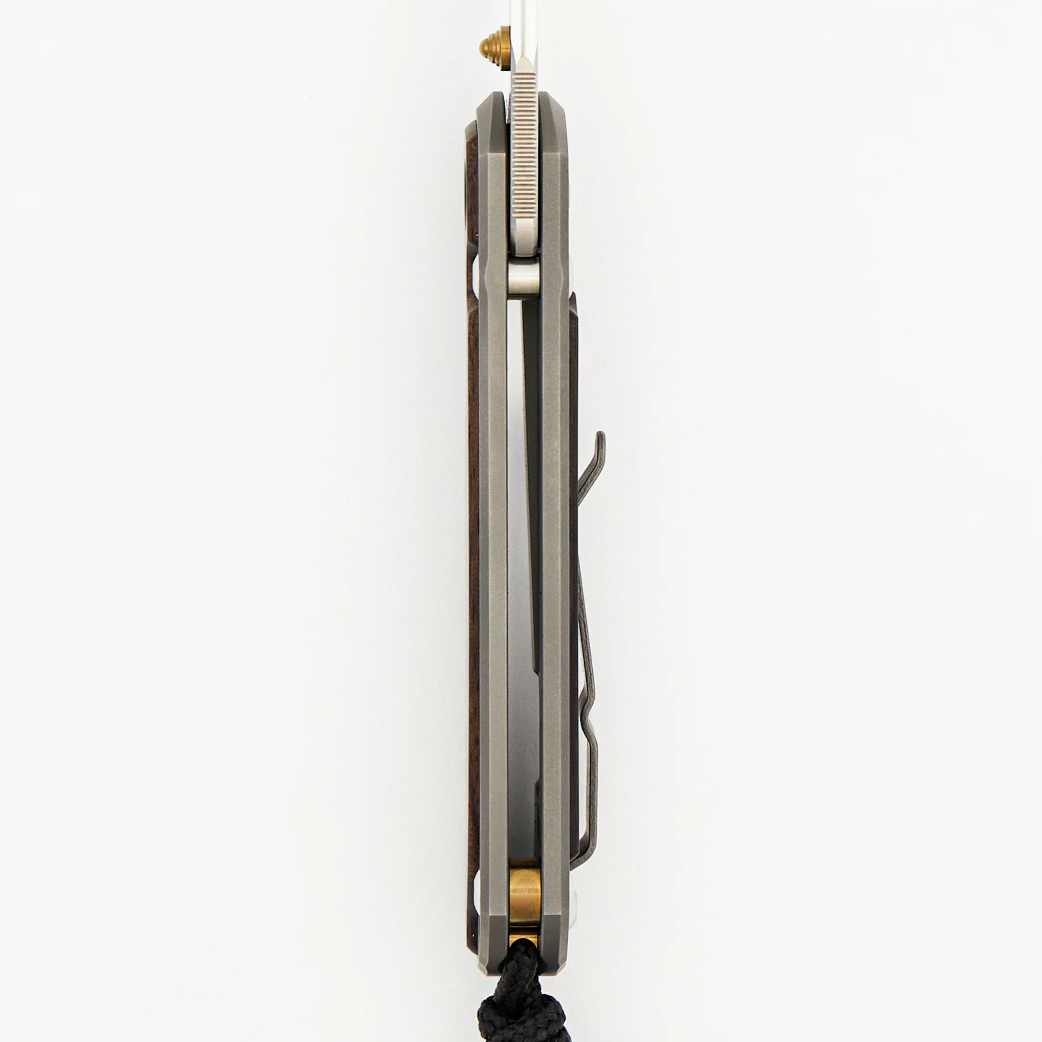 Small Sebenza 31 Macassar Ebony Inlay - Drop Point CPM MagnaCut Blade - Gold Single Thumb Lug - Image 7