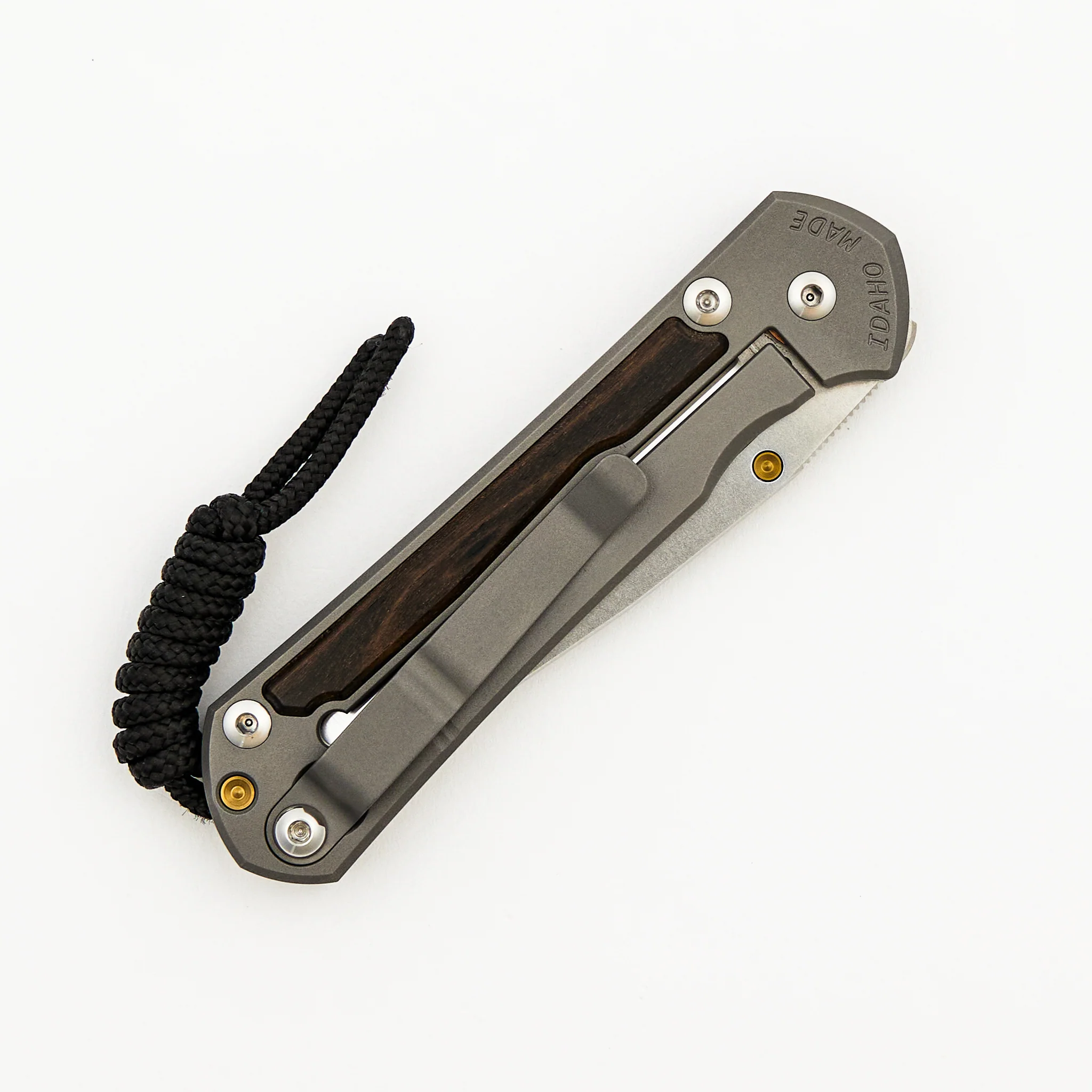 Small Sebenza 31 - Macassar Ebony Inlay - Drop Point Polished CPM MagnaCut Blade - Gold Single Thumb Lug - Image 11