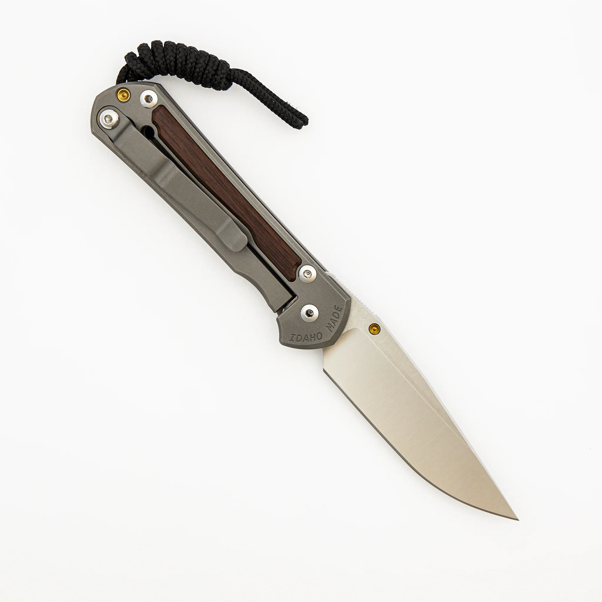 Small Sebenza 31 - Macassar Ebony Inlay - Drop Point Polished CPM MagnaCut Blade - Gold Single Thumb Lug - Image 16