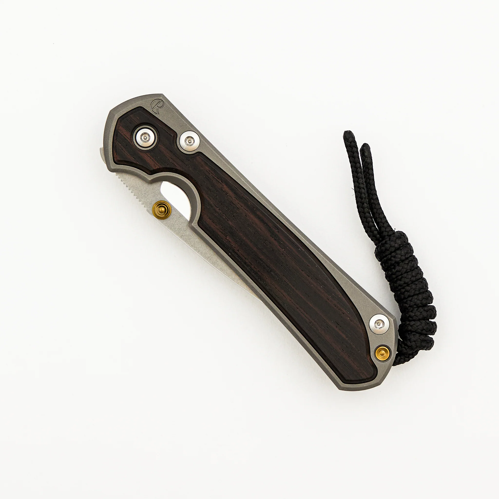 Small Sebenza 31 - Macassar Ebony Inlay - Drop Point Polished CPM MagnaCut Blade - Gold Single Thumb Lug - Image 31