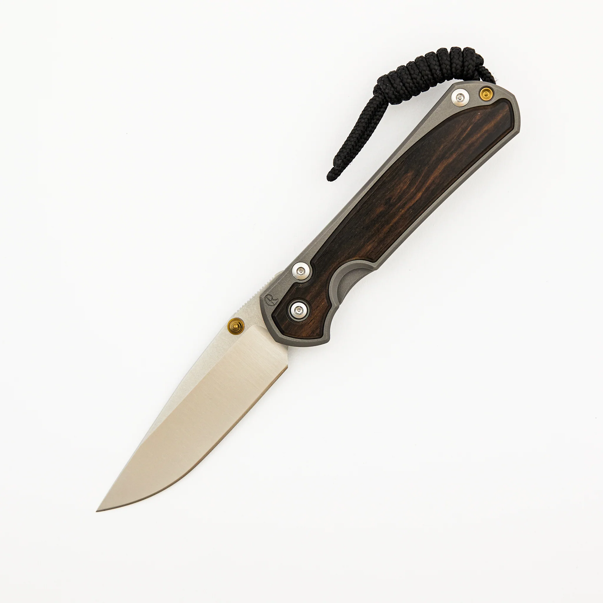 Small Sebenza 31 - Macassar Ebony Inlay - Drop Point Polished CPM MagnaCut Blade - Gold Single Thumb Lug - Image 8
