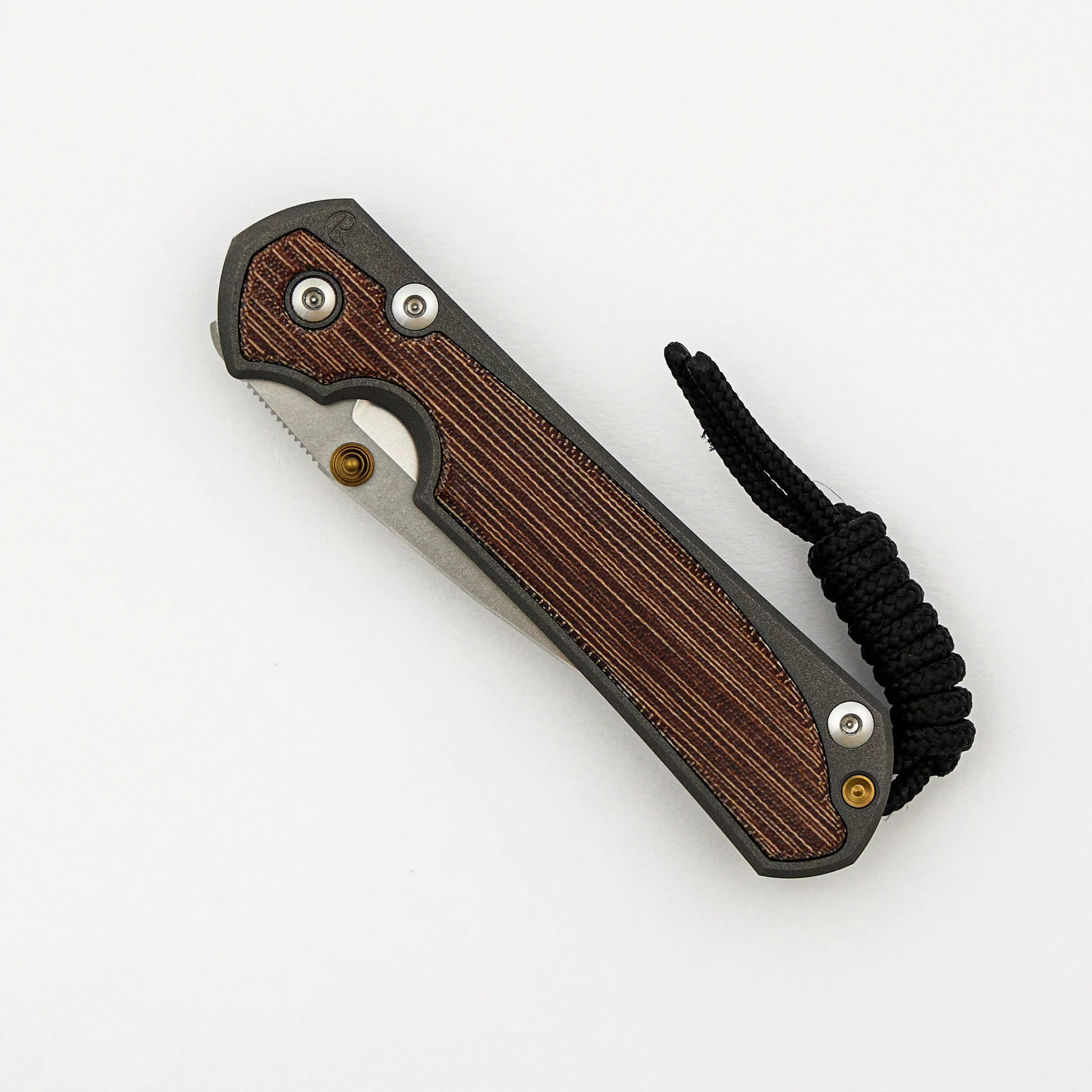 Small Sebenza 31 - Natural Canvas Micarta Inlay - Drop Point CPM MagnaCut Blade - Gold Double Thumb Lugs - Image 3