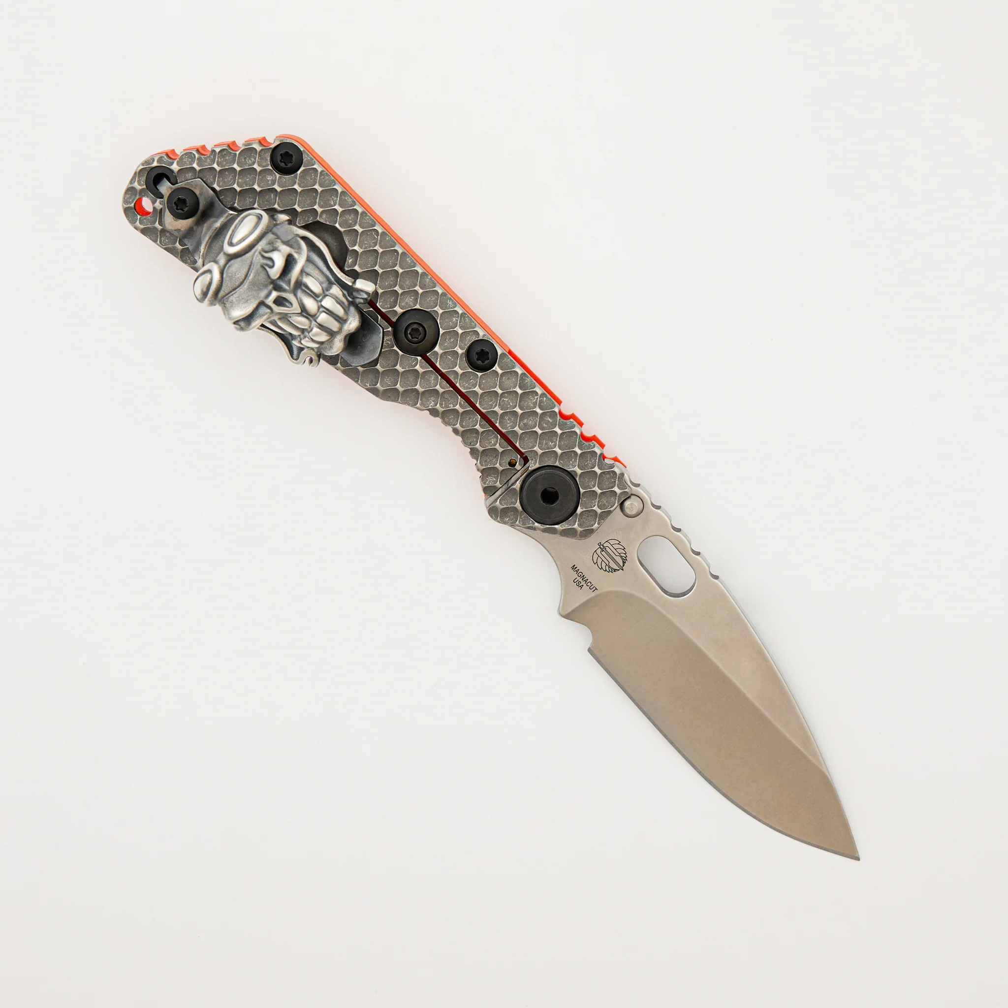 SNG DGG - Drop Point MagnaCut Blade - Titanium/Orange G10 Handle - Starlingear/Steel Flame Collaboration Gooner Clip - Image 2