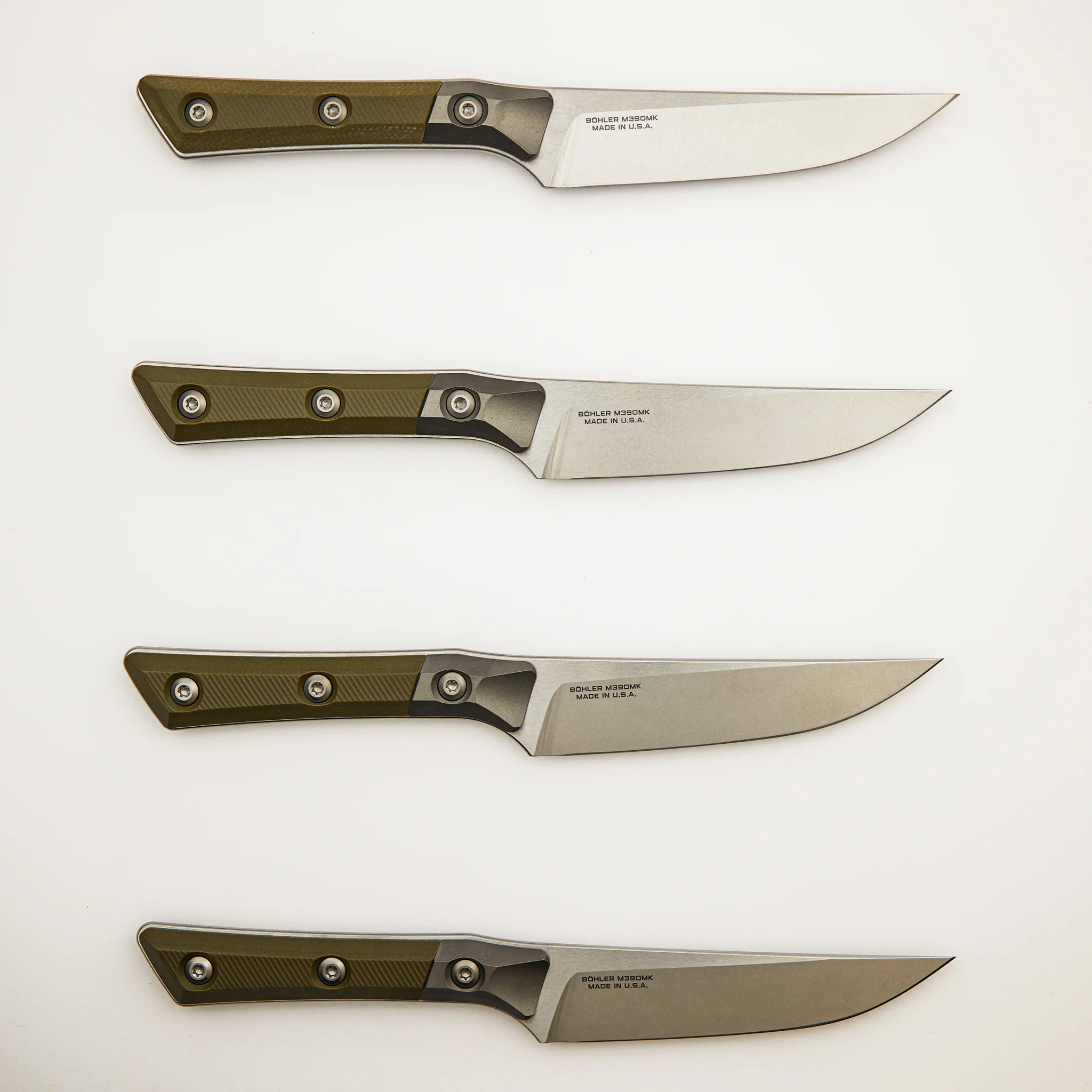 Steak Knife Set - G-10 OD Green - Bead Blast Bolster - Stonewash Standard - 3600B-10 SETOD - Image 2