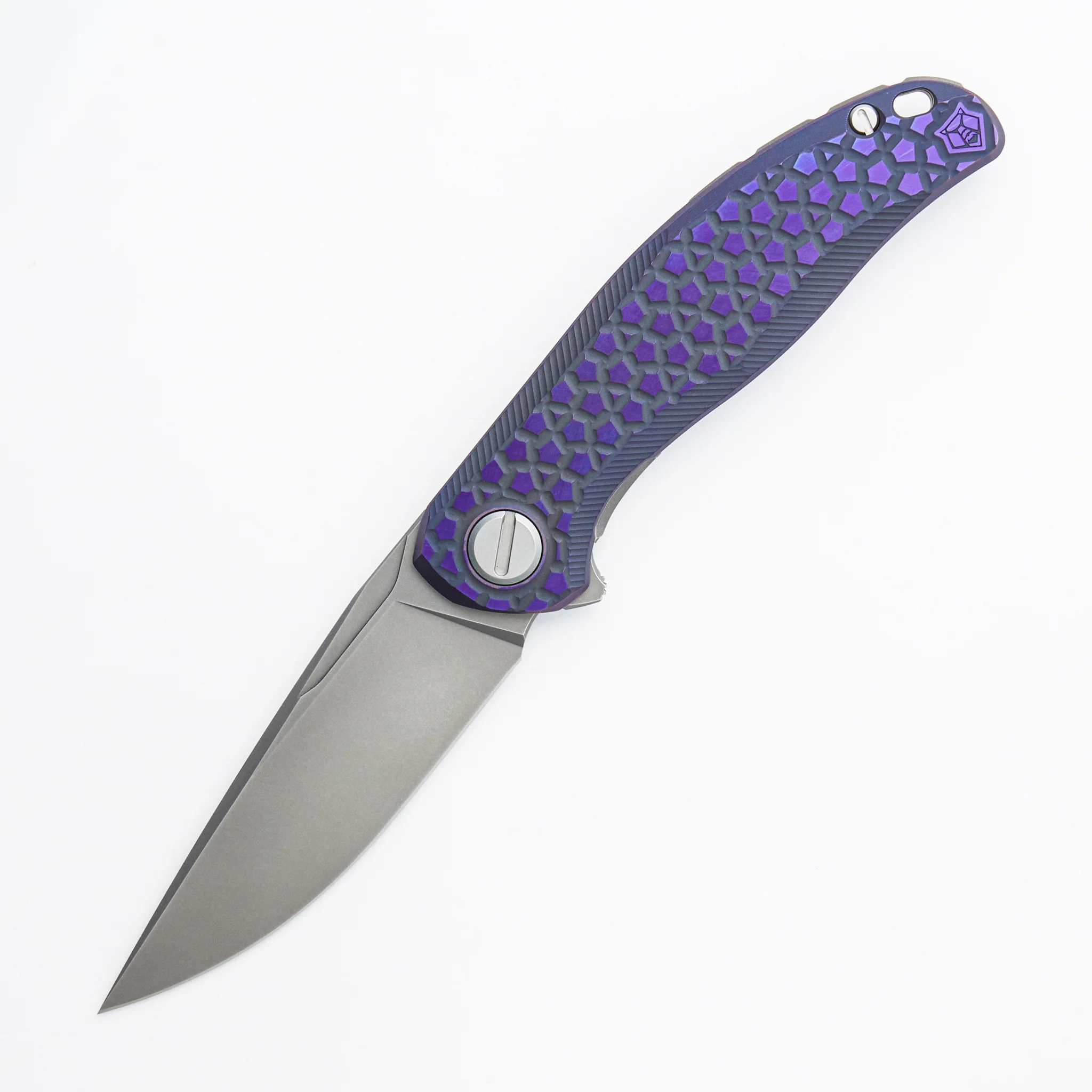 Stellar Bear Pattern – Purple Titanium Handle – M390 Blade – MRBS