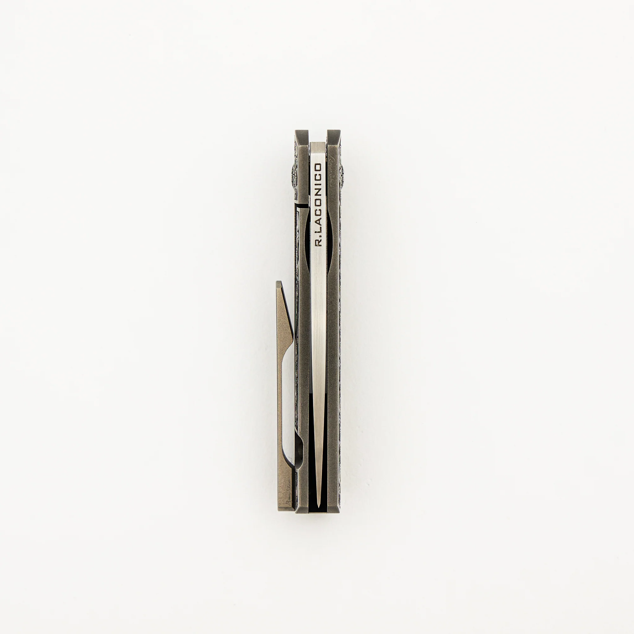 Stubby EZC Flipper - Bruce Shaw Engraved Handle - Image 5