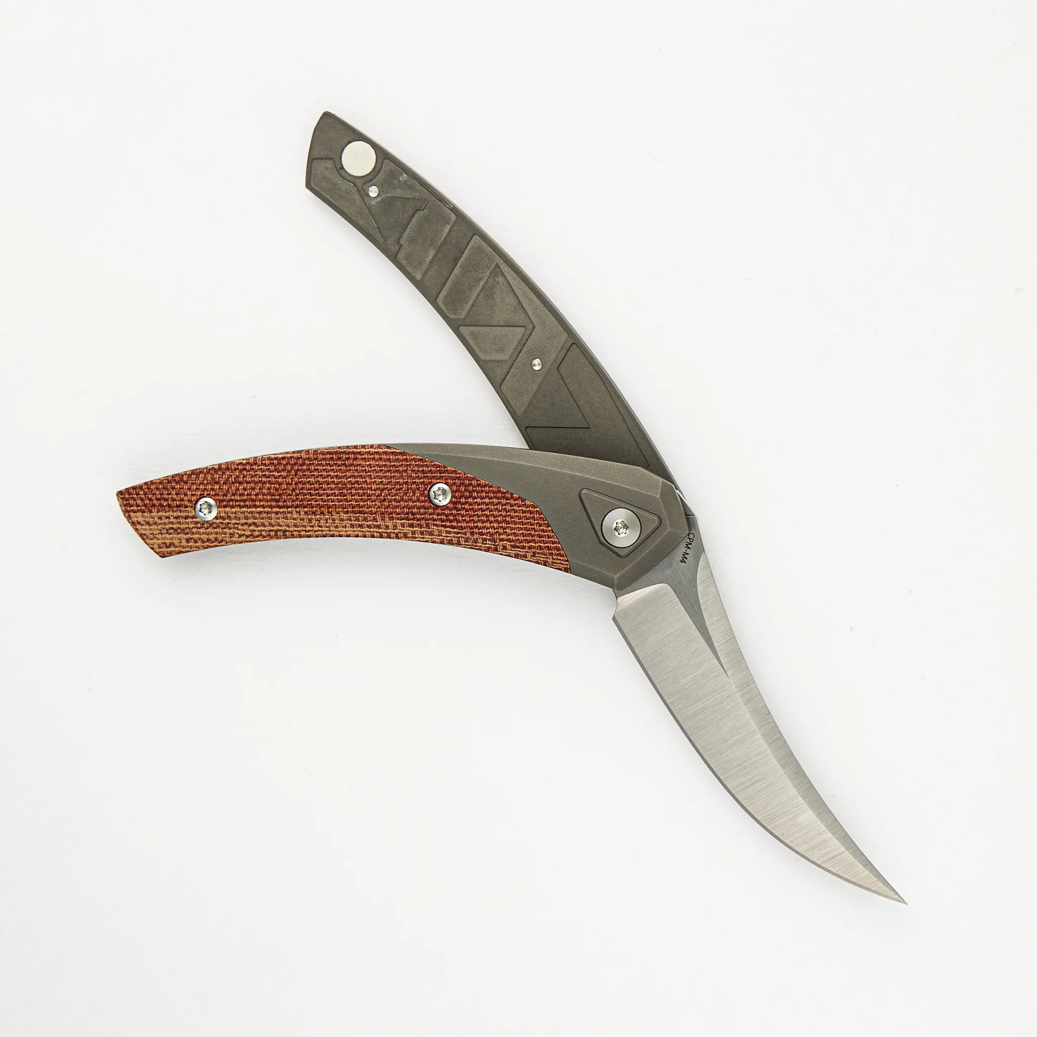 Piranha - Titanium Dark Blast/Orange Micarta - M4/Belt Satin - Image 4