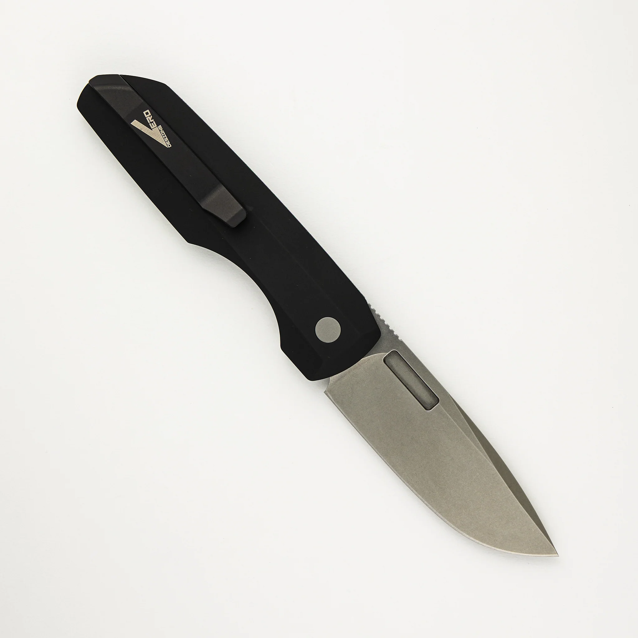 Synapse - Black Aluminum Handle W/ Black Canvas Micarta Lid - Stonewash MagnaCut Blade - VERO1211-BLK MIC (Vero Design) - Image 2