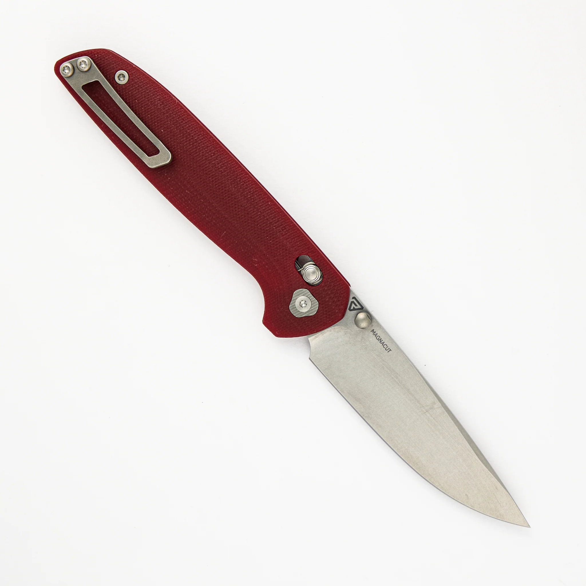 Maverick – Stonewash MagnaCut Blade – Red G10 Handle - Image 2