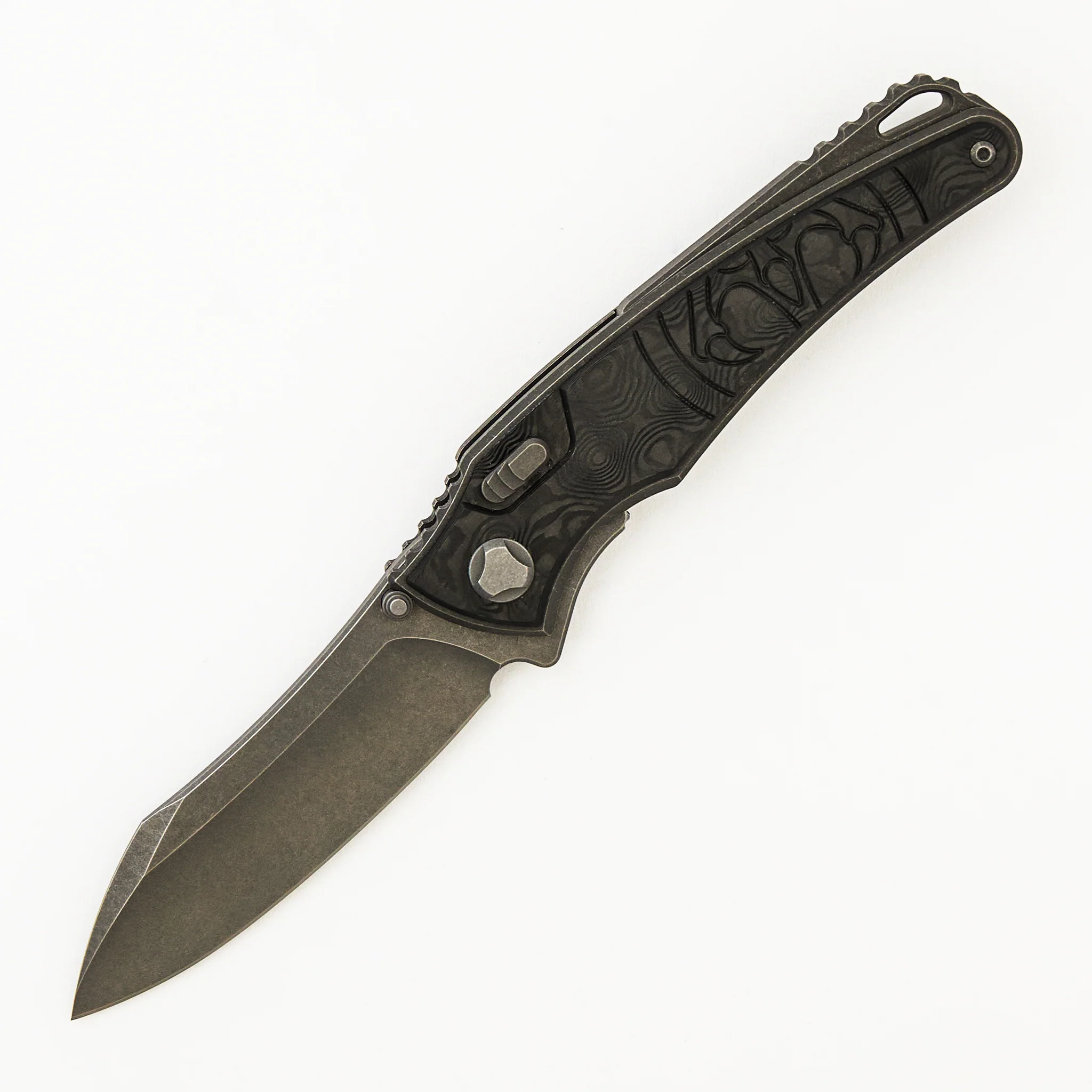 Talon - Stonewash Titanium/Black Dunes Fat Carbon Handle - M390 Blade