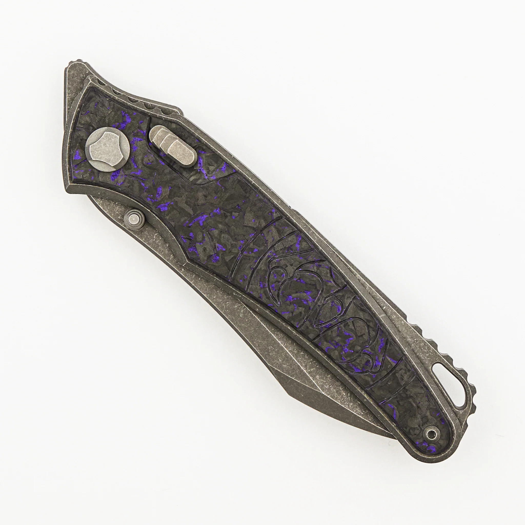 Talon - Tumbled Titanium/Purple TechnoCarbo Handle - M390 Blade - Image 3