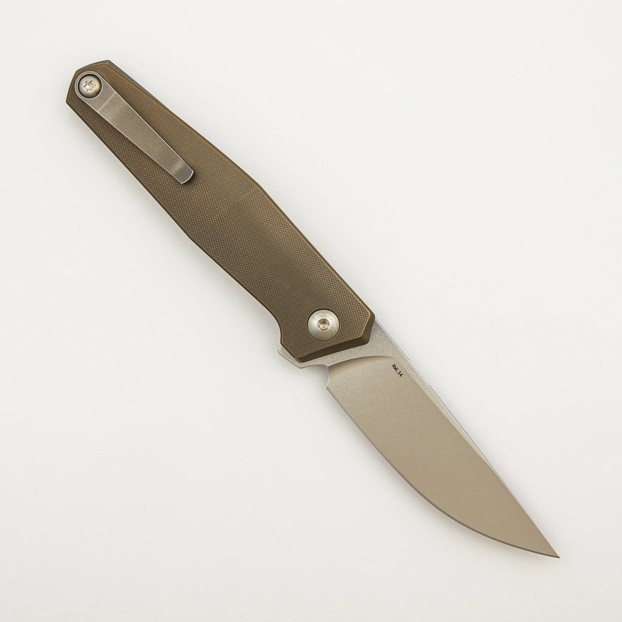 Toko - Amber/Satin Titanium Handle - RWL34 Blade #493 - Image 2