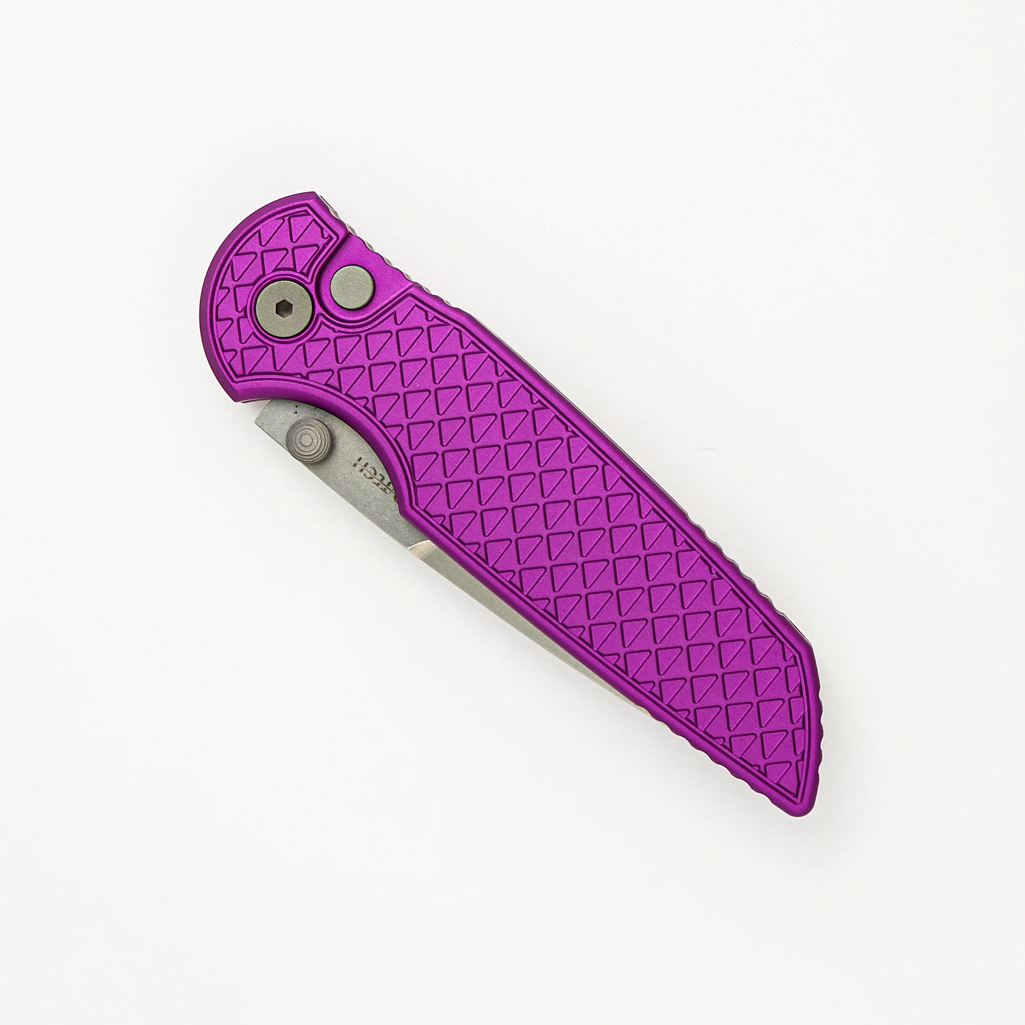 TR-3 Integrity - INT105-PURPLE - Purple "Relic" Textured Aluminum Handle - Stonewash S35VN Blade - Image 3