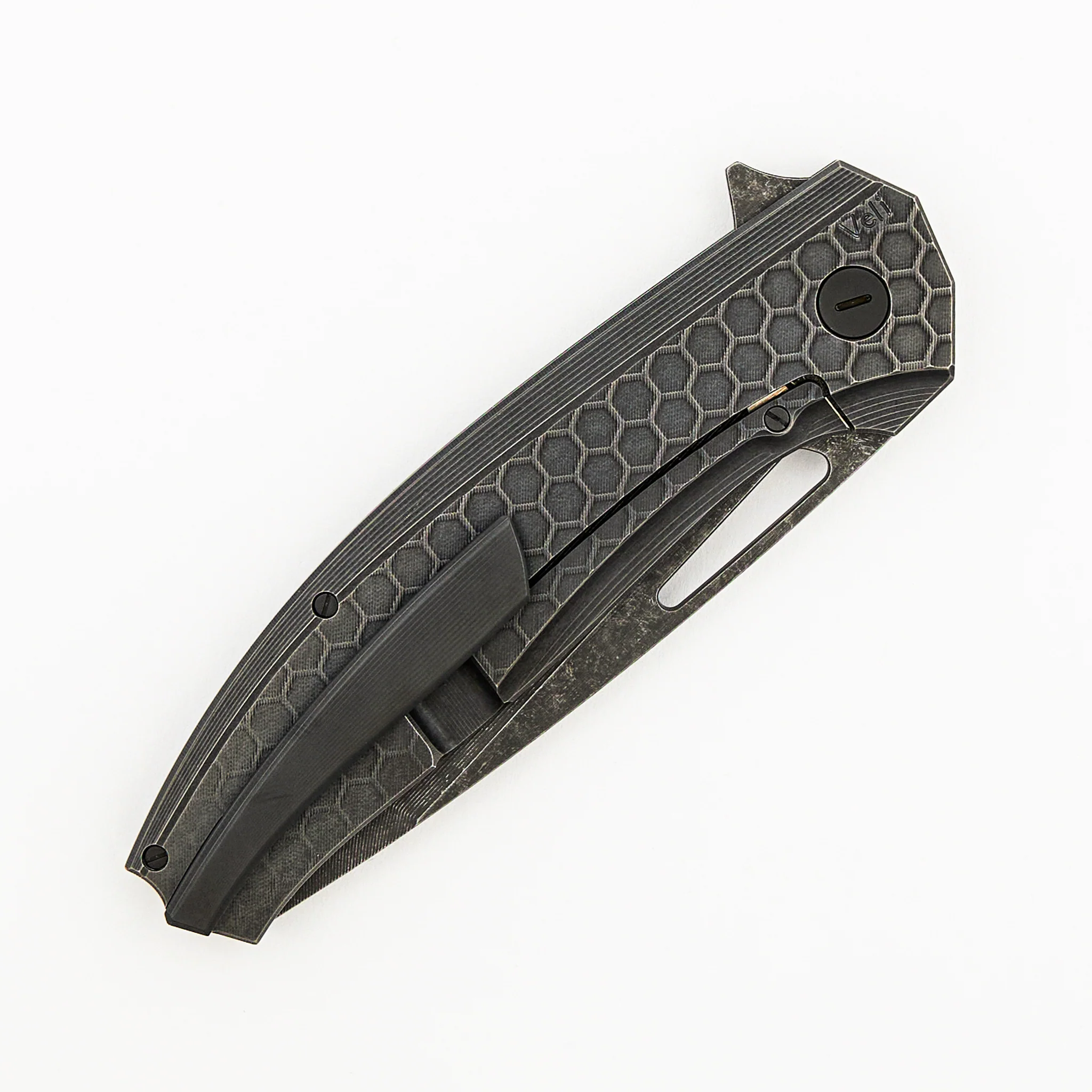 Veli - "Black Edition" - Titanium Handle W/ Fade Honeycomb - RWL-34 Blade - Image 4