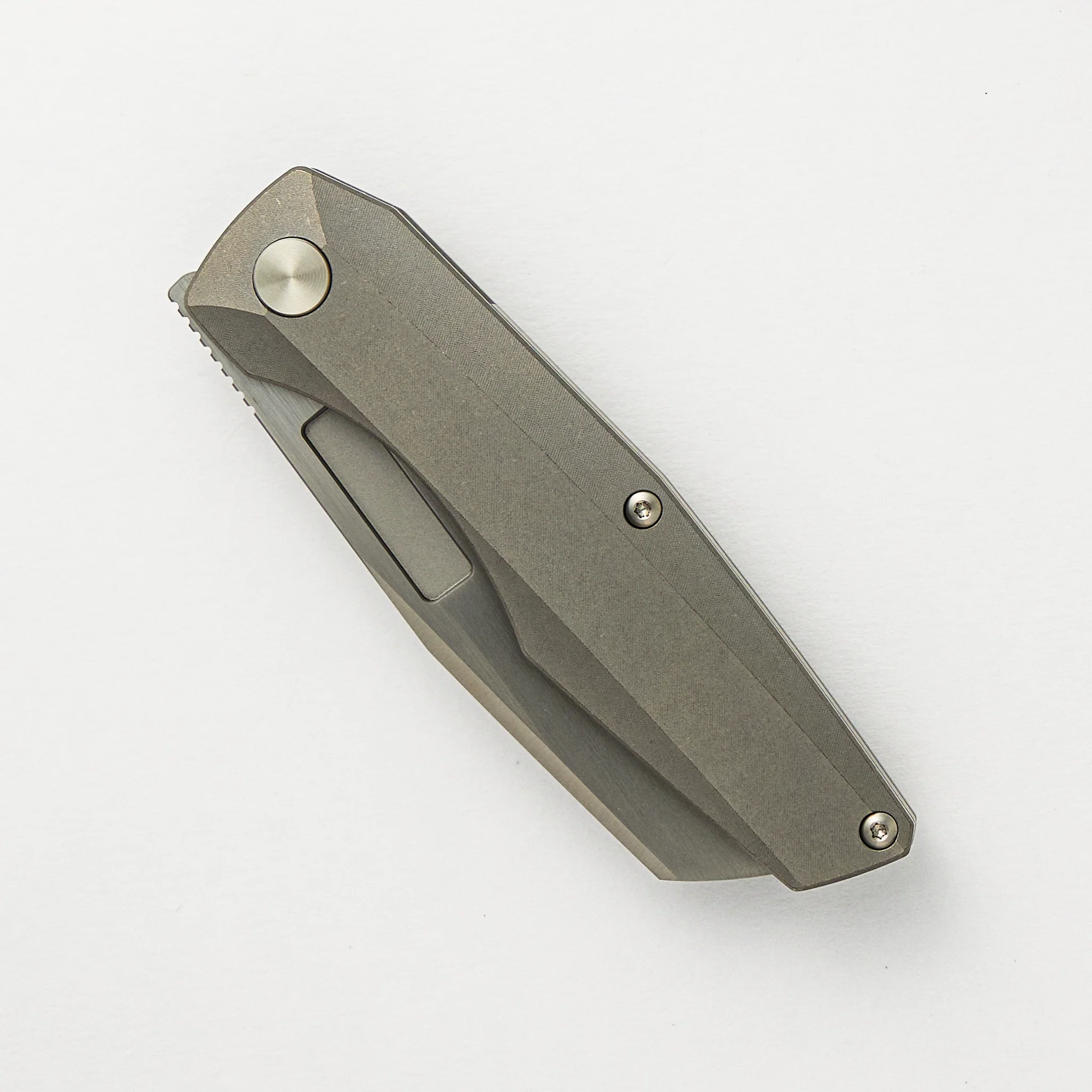 Axon Frame Lock Mini Hand Satin M390 Sheepsfoot Blade Stonewash Titanium Handle - Image 3