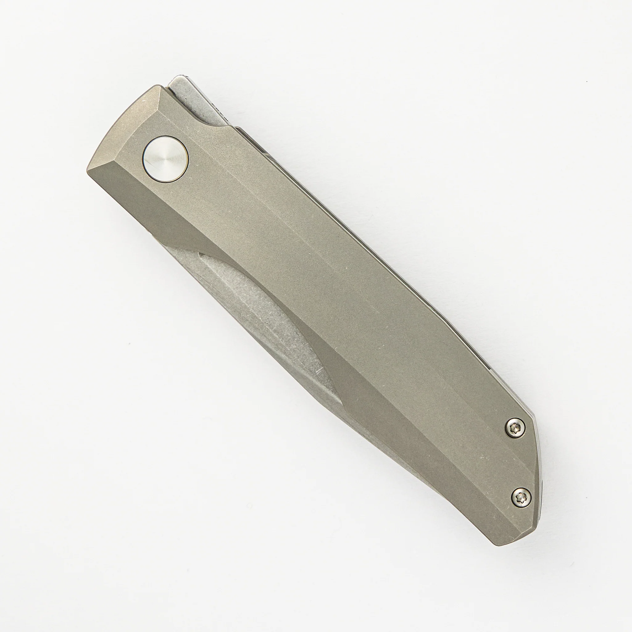 Impulse Stonewash M390 Tanto Blade Stonewash Titanium Handle Flipper - Image 3