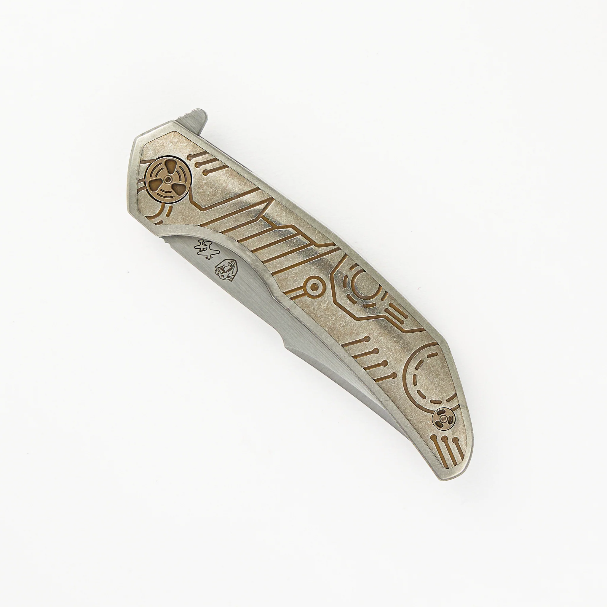 Ferus - M390 - Integral Titanium W/ Bronze Titanium Inlay (John Barker Design) - Image 3